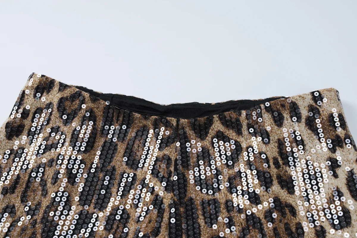 LEOPARD SEQUIN SHORTS